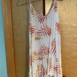 Lagaci White and Orange Palm Leaf Swim Coverup
